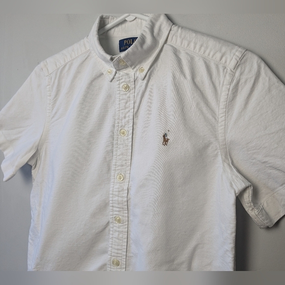 POLO RALPH LAUREN Kid White Short Sleeve Button Down Shirt Size Medium (10-12) - Picture 4 of 10
